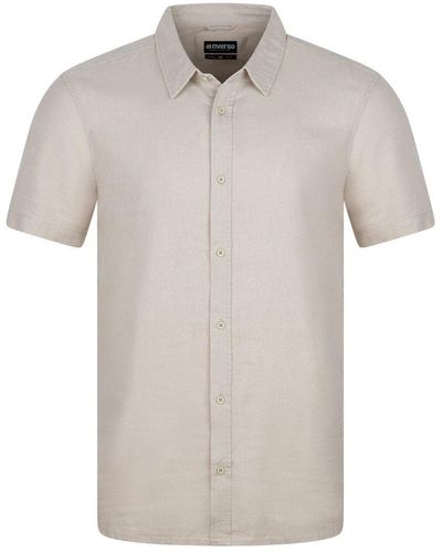 Riverso Langarmhemd Kurzarm Leinen Hemd RIVCarlo Regular Fit (1-tlg) - Weiß