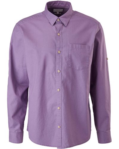 S.oliver Langarmhemd Regular: Hemd mit Turn-Up-Funktion - Lila