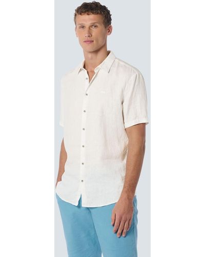 No Excess Freizeithemd - Leinenhemd - Hemd Kurzarm Leinen einfarbig - Weiß