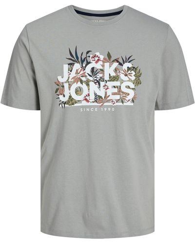 Jack & Jones T-Shirt JJCHILL SHAPE TEE SS CREW NECK - Grau