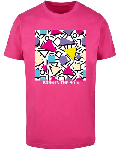 Mister Tee Geometric Retro T-Shirt Round Neck (1-tlg) - Pink