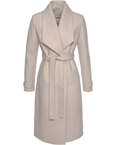 Lascana Langmantel mit Bindegürtel und Taschen, eleganter mantel - Grau