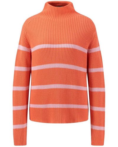 Fynch-Hatton Sweatshirt PULLOVER STAND COLLAR STRIPE RIB - Orange