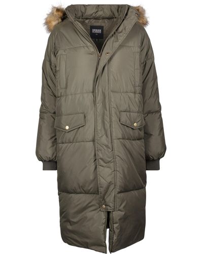 Urban Classics Winterjacke Ladies Oversize Faux Fur Puffer Coat (1-St) - Grau