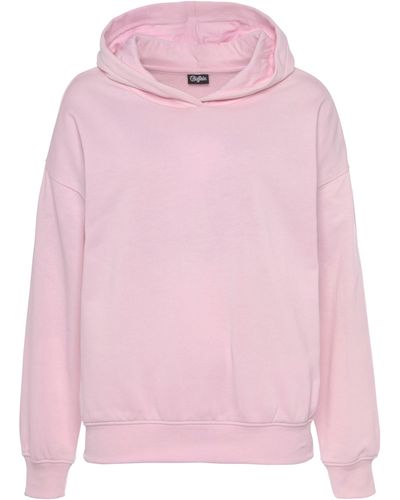 Buffalo Hoodie -Kapuzensweatshirt mit Rückenprint und Rippbündchen, Loungeanzug - Pink