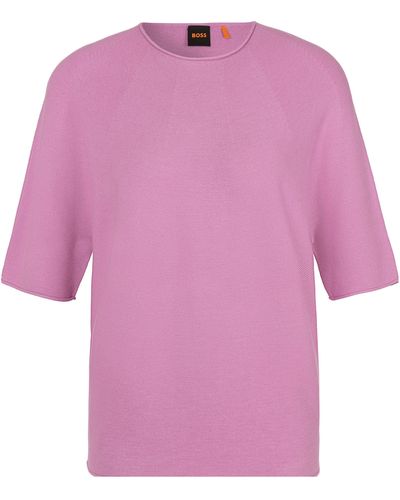 BOSS 3/4 Arm-Pullover C_Flamber Premium mode mit Rundhalsausschnitt - Pink