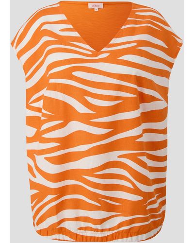 TRIANGL Shirttop Ärmelloses Shirt mit V-Ausschnitt - Orange