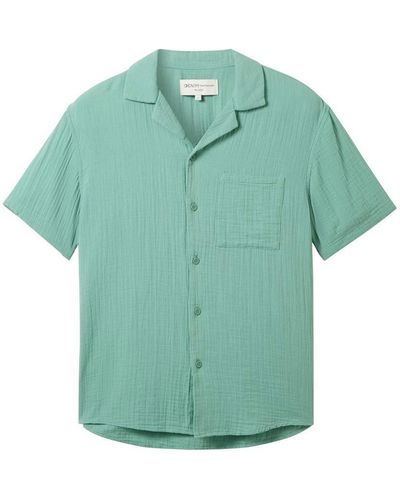 Tom Tailor T- relaxed muslin shirt, Bleeched Green - Grün