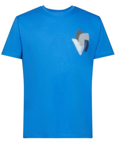 Edc By Esprit T-Shirt mit Print auf Brusthöhe (1-tlg) - Blau