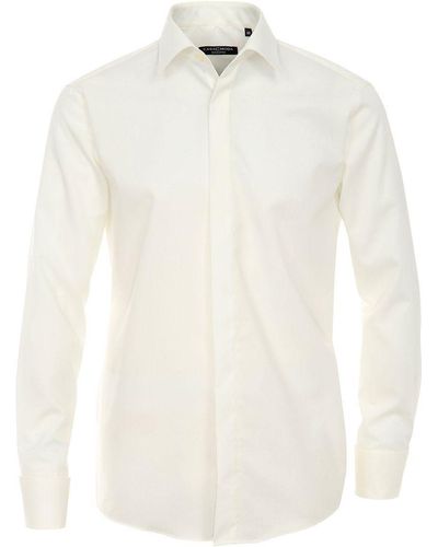 CASA MODA Langarmhemd Übergrößen festliches Hemd creme bügelfrei - Weiß