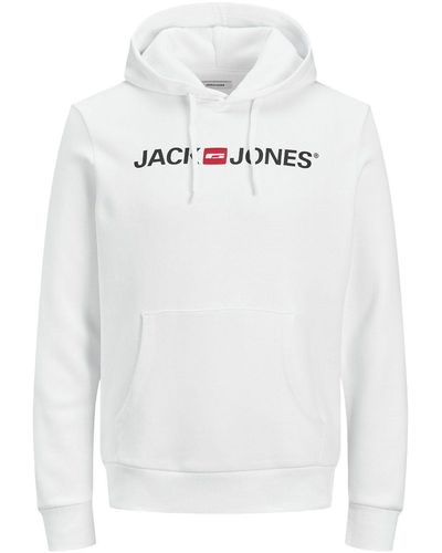 Jack & Jones Kapuzensweatshirt JJ Ecorp Old Logo Sweat Hood mit Markenschriftzug - Weiß
