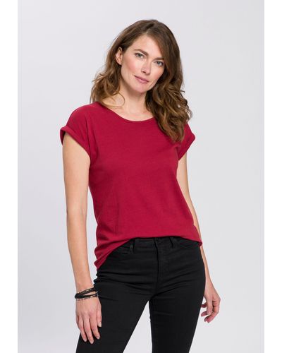 Boysen's T-Shirt mit überschnittenen Schultern & kleinem Ärmelaufschlag - Rot