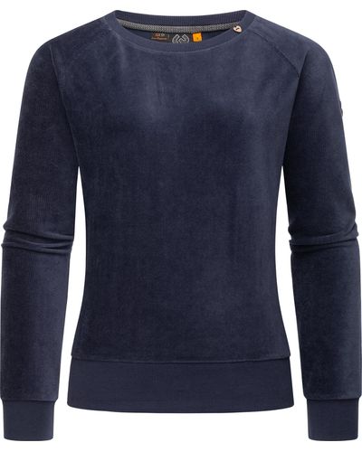Ragwear Sweater Johanka Velvet Stylischer Pullover in Cord-Optik - Blau