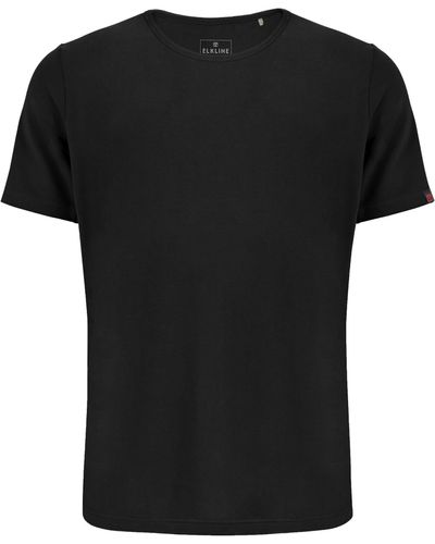 Elkline T-Shirt Drive Cool Basic Unifarben sportlich gerader Schnitt - Schwarz