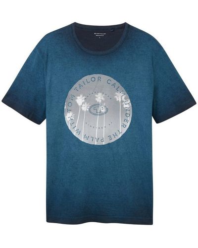 Tom Tailor Garment dye photoprint t-shirt - Blau