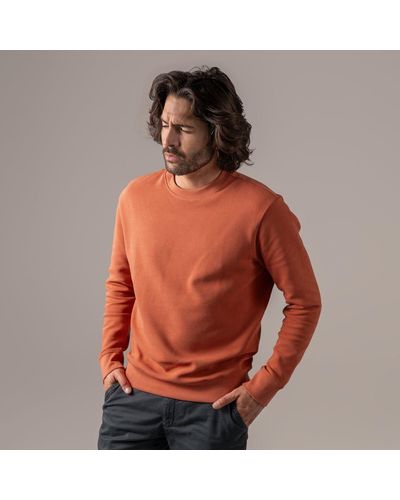Living Crafts Sweatshirt PACOU Optisch und haptisch attraktives Rippen Muster außen - Orange
