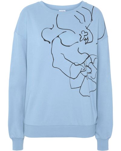 Lascana Sweatshirt -Loungeshirt mit Druck, Loungewear - Blau