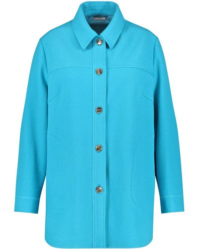 Samoon Jeansjacke Overshirt aus Flausch-Qualität - Blau