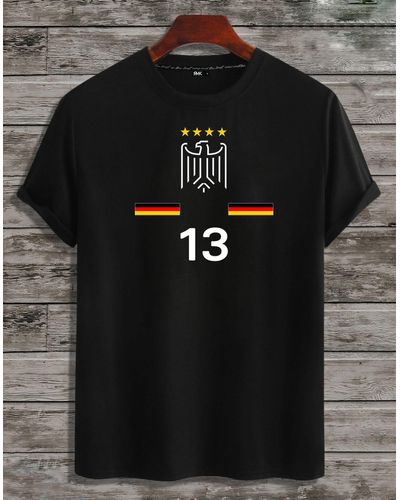 Rmk T- Shirt Trikot Fan Fußball Deutschland Germany EM WM aus gekämmter Baumwolle - Schwarz