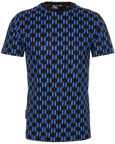 Karl Lagerfeld T-Shirt mit Allover-Print (1-tlg) - Blau