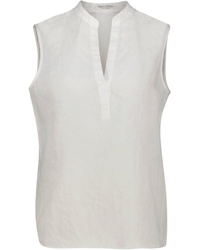 Marc O' Polo T-Shirt Blusentop aus Leinen und Baumwolle (1-tlg) - Weiß