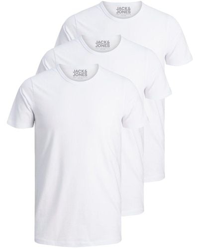 Jack & Jones T-Shirt Basic O-Neck (3-tlg., 3er Pack) etwas länger geschnitten, nicht zu kurz - Weiß