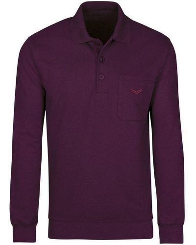 Trigema Sweatshirt Langarm Polo aus Sweat-Qualität - Lila