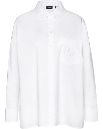Joop! Klassische Bluse mit Stitching (1-tlg) - Weiß