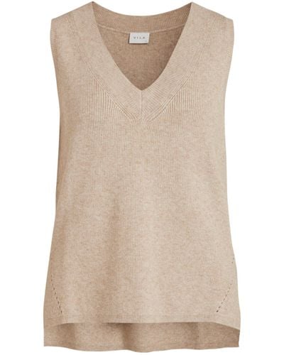 Vila Strickpullover Ril (1-tlg) Plain/ohne Details - Natur