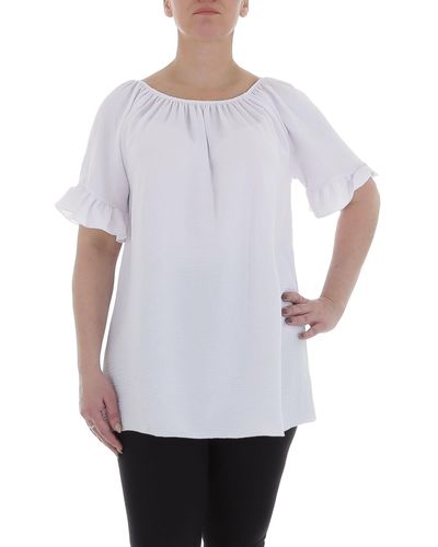 Ital-Design Kurzarmbluse Elegant Bluse in Weiß