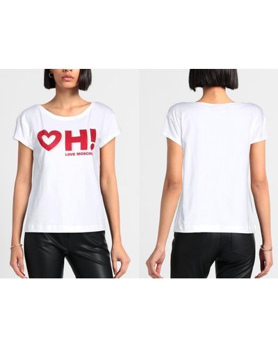 Moschino LOVE Bluse Heart OH! T-shirt Boxy Fit Rhinestones Stras - Schwarz
