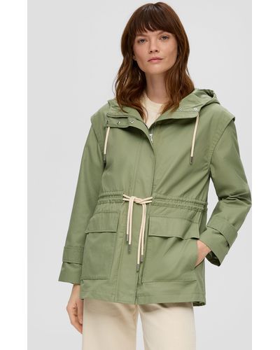 S.oliver Funktionsjacke Jacke mit verstellbarer Taille Garment Dye, Durchzugkordel - Grün