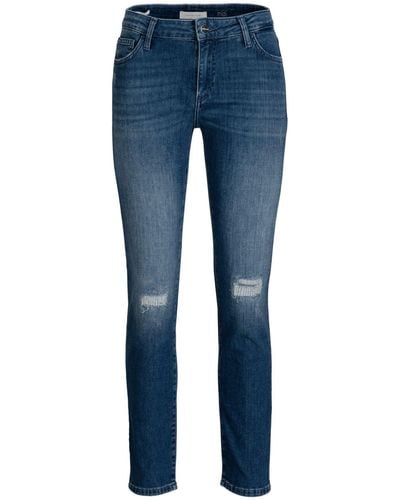 Rich & Royal 5-Pocket-Jeans Midi Blau Destroyed Look Bio