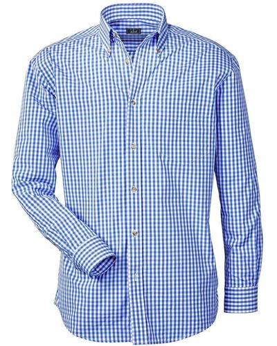 Luis Steindl Trachtenhemd Vichykaro-Hemd - Blau