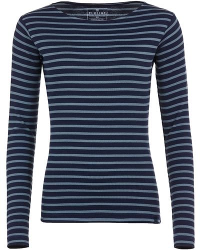 Elkline Sweatshirt Lightness U-Boot-Ausschnitt mit Streifen - Blau