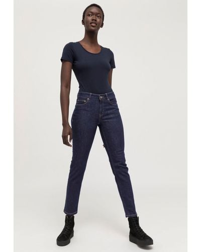 HESSNATUR 5-Pocket-Jeans LEA Mid Rise Slim aus Bio-Denim (1-tlg) - Blau