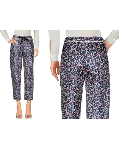 Moncler Loungehose Floral Print Tailored Silk Pants Trousers Seide Casual Hose Bo - Blau