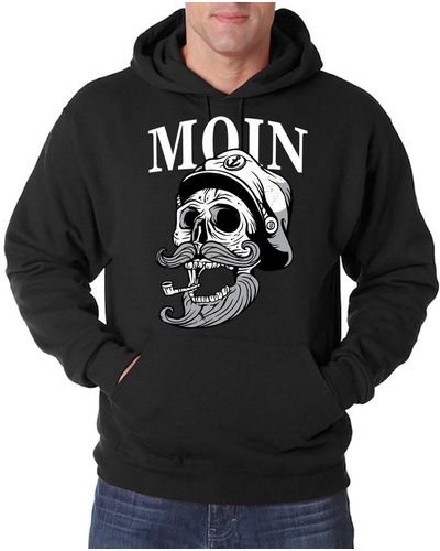 Youth Designz Kapuzenpullover Moin Captain Skull Hoodie Pullover mit modischem Spruch Print - Schwarz