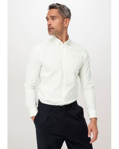 HESSNATUR Outdoorhemd Oxford Regular aus reiner Bio-Baumwolle (1-tlg) - Weiß