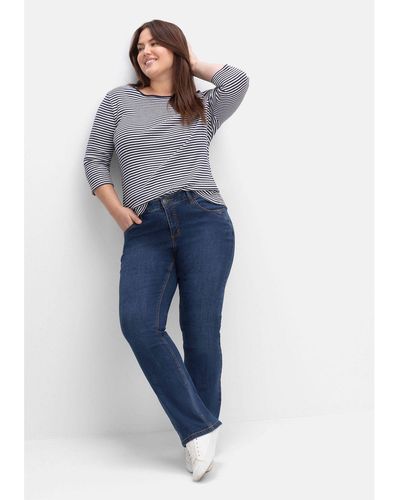 Sheego Bootcut-Jeans Große Größen SUSANNE ideal bei viel Bauch und schmalen Beinen - Blau