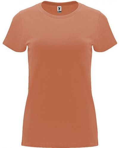 Roly Rundhalsshirt Capri T-Shirt, Tailliert und eng anliegend geschnitten - Orange