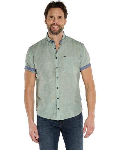 Engbers Kurzarmhemd Kurzarm-Hemd mit Leinenanteil - Grün