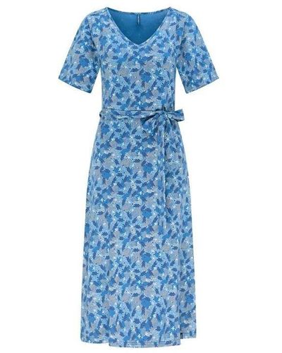 Tranquillo Midikleid Bio--Kleid mit V-Ausschnitt - Blau