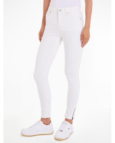 Tommy Hilfiger Tommy Skinny-fit-Jeans NORA MD SKN ANK ZIP BG4293 mit Reißverschlüssen am Saum - Weiß