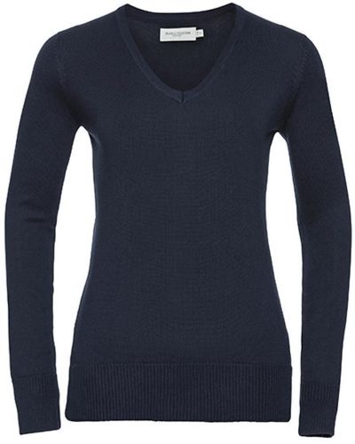 Russell Sweatshirt Ladies ́ V-Neck Knitted Pullover - Blau