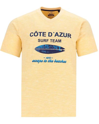 Hajo T-Shirt mit Frontprint in Slub-Garn allover - Natur