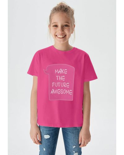 LTB T-Shirt KATET mit Statement-Print - Pink