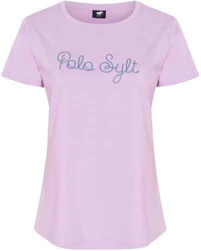 Polo Sylt Print-Shirt im Label-Design - Pink