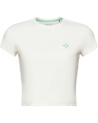 Esprit Logo-T-Shirt in Cropped-Länge (1-tlg) - Weiß
