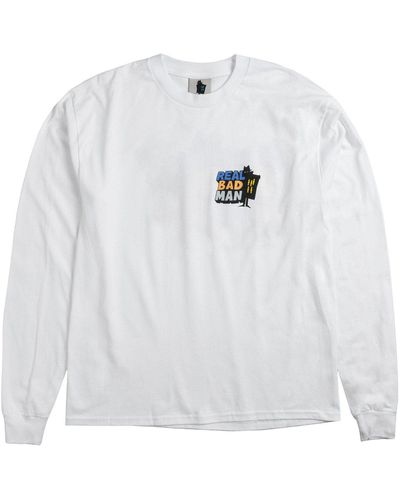 Real Bad Man Rundhalsshirt Logo Langarm- fü mit großem Rücken-Print Freizeit-Shirt Weiß